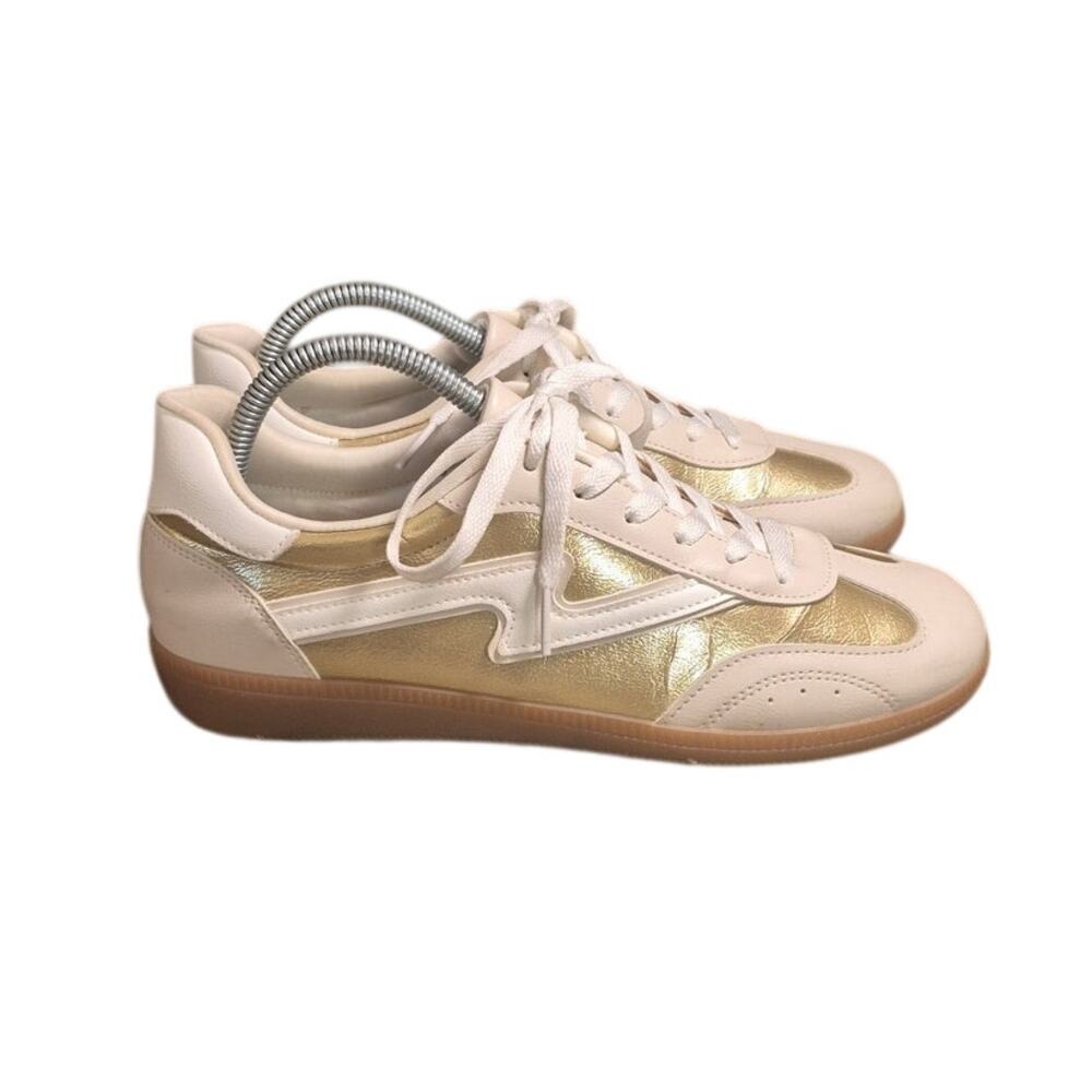 Dolce Vita Merit Sneakers White and Gold Women's Size 9